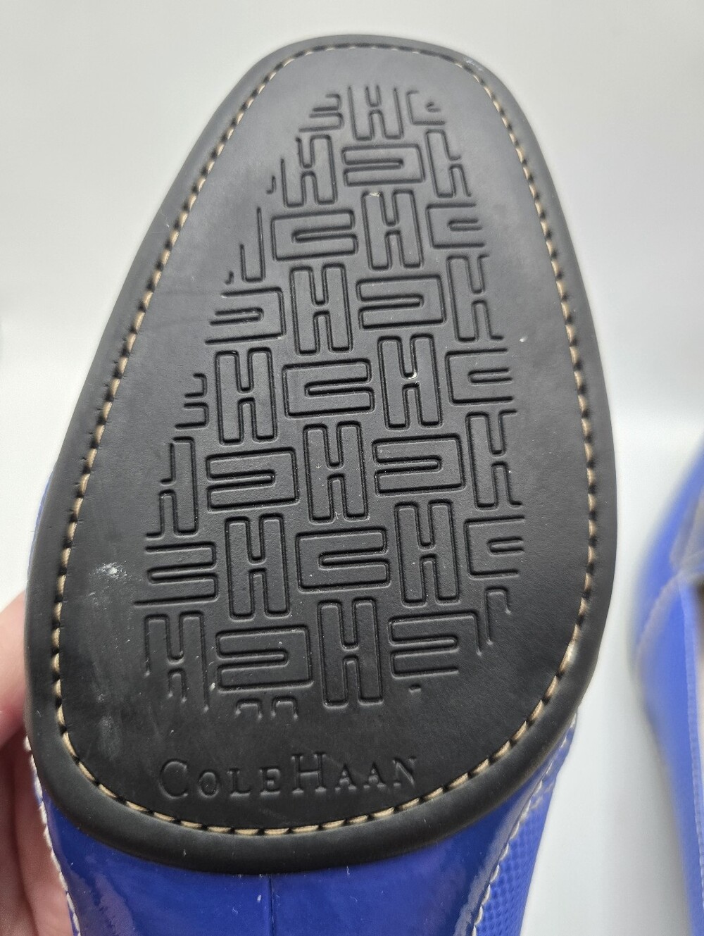 Vtg Cole Haan Royal Blue Lizard Embossed Leather Slide Shoes. Ladies 7B - Picture 10 of 13
